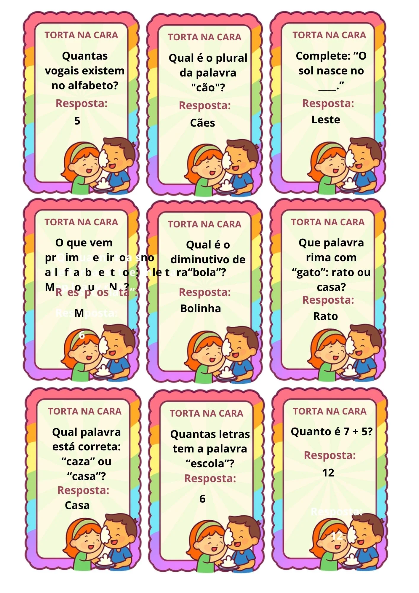 Torta na Cara: Jogo Educativo de Perguntas e Respostas Divertidas — capa do material