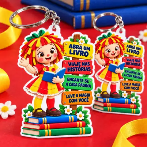 Totem Emília para Cantinho da Leitura Dia do livro — amostra 2: Encante sua escola com a Emília e frases de incentivo à…