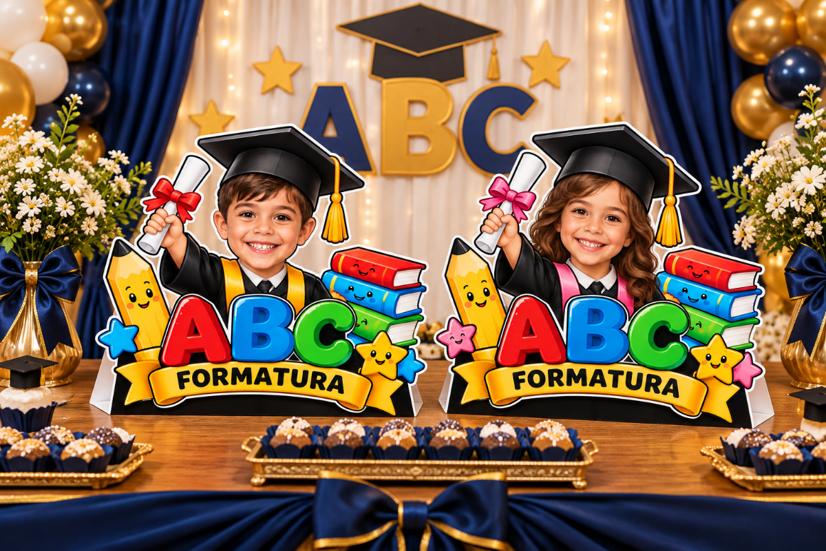 Totens de mesa Formatura ABC — Atividades para Educação Infantil: 22 totens de mesa para Formatura ABC, sendo 11 de meninos…