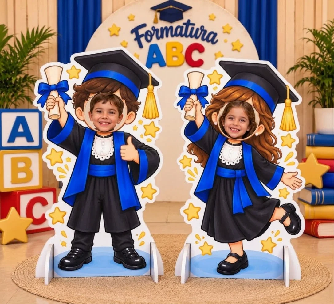 Totens Gigantes Formatura ABC – Menino e Menina em PDF pra imprimir — amostra 1: Totens gigantes para Formatura ABC com 2…