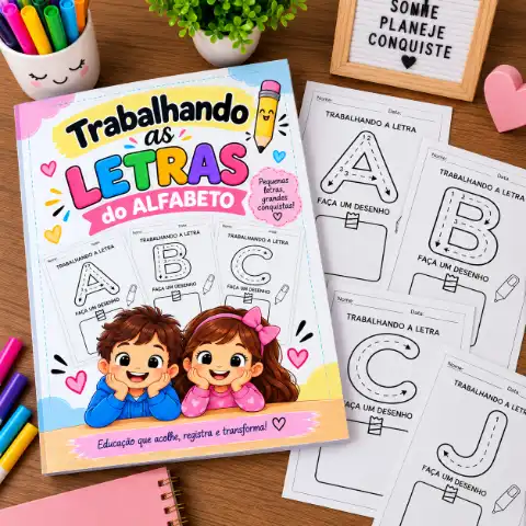 Trabalhando as Letras do Alfabeto- Alfabetização-Ensino Infantil — capa do material