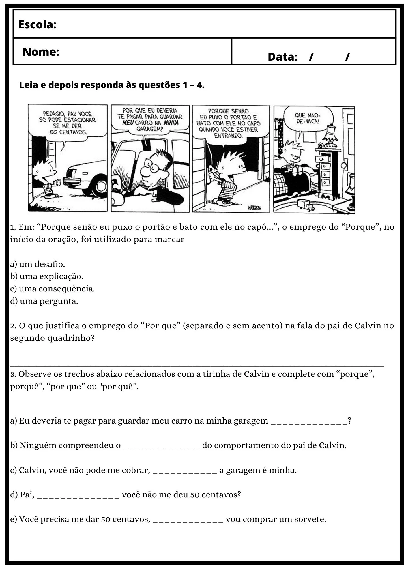 Trabalhando os Porquês: Atividades de Gramática para Imprimir — amostra 4: Faixa etária / ano escolar
