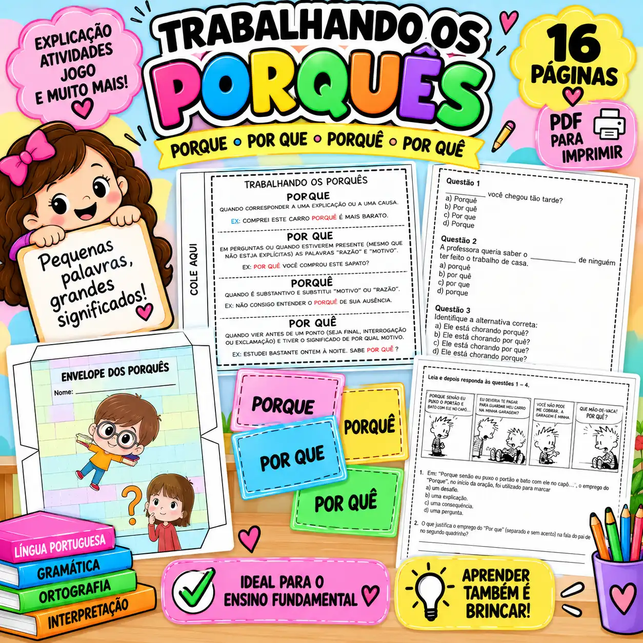 Trabalhando os Porquês :Atividades de Português + Jogo Pedagógico |PDF — Português para Todas as séries: Material completo…