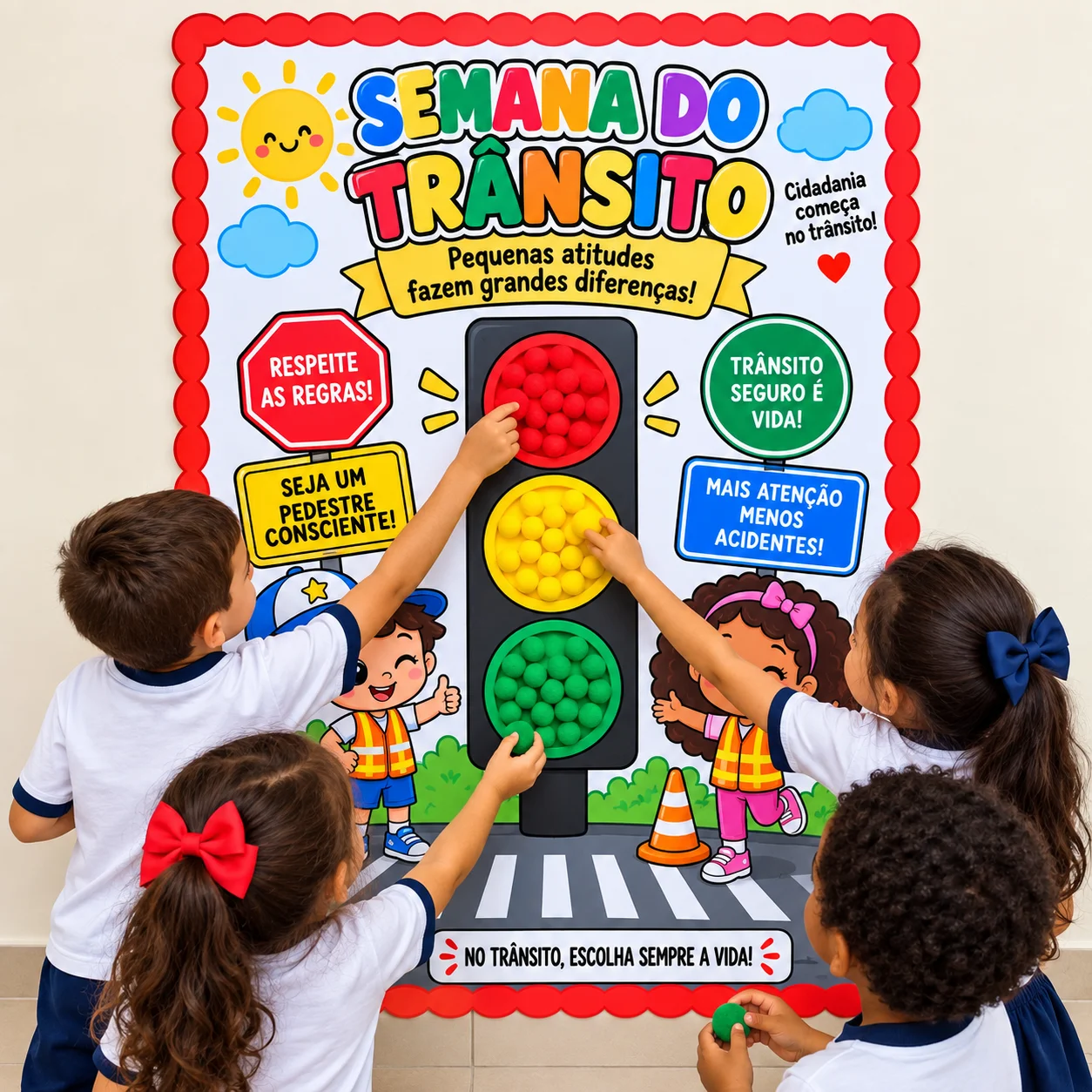 Trânsito Cartaz Atividade Coletiva Educação Infantil em PDF 10 partes — capa do material