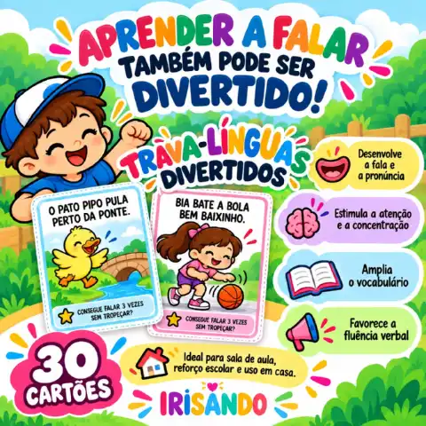Trava-Línguas Divertidos – 30 Fichas Ilustradas — amostra 2: O Trava-Línguas Divertidos é um material lúdico e colorido com…
