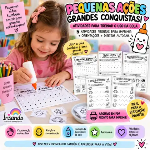 Treinando o Uso da Cola | Educação Infantil — amostra 1: Material pedagógico para treinar o uso da cola em pequenas…