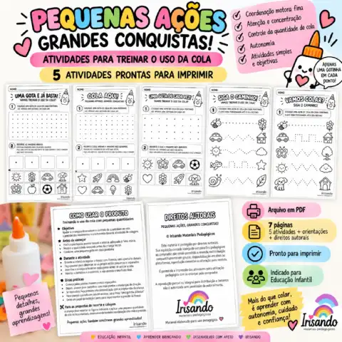 Treinando o Uso da Cola | Educação Infantil — amostra 2: Material pedagógico para treinar o uso da cola em pequenas…