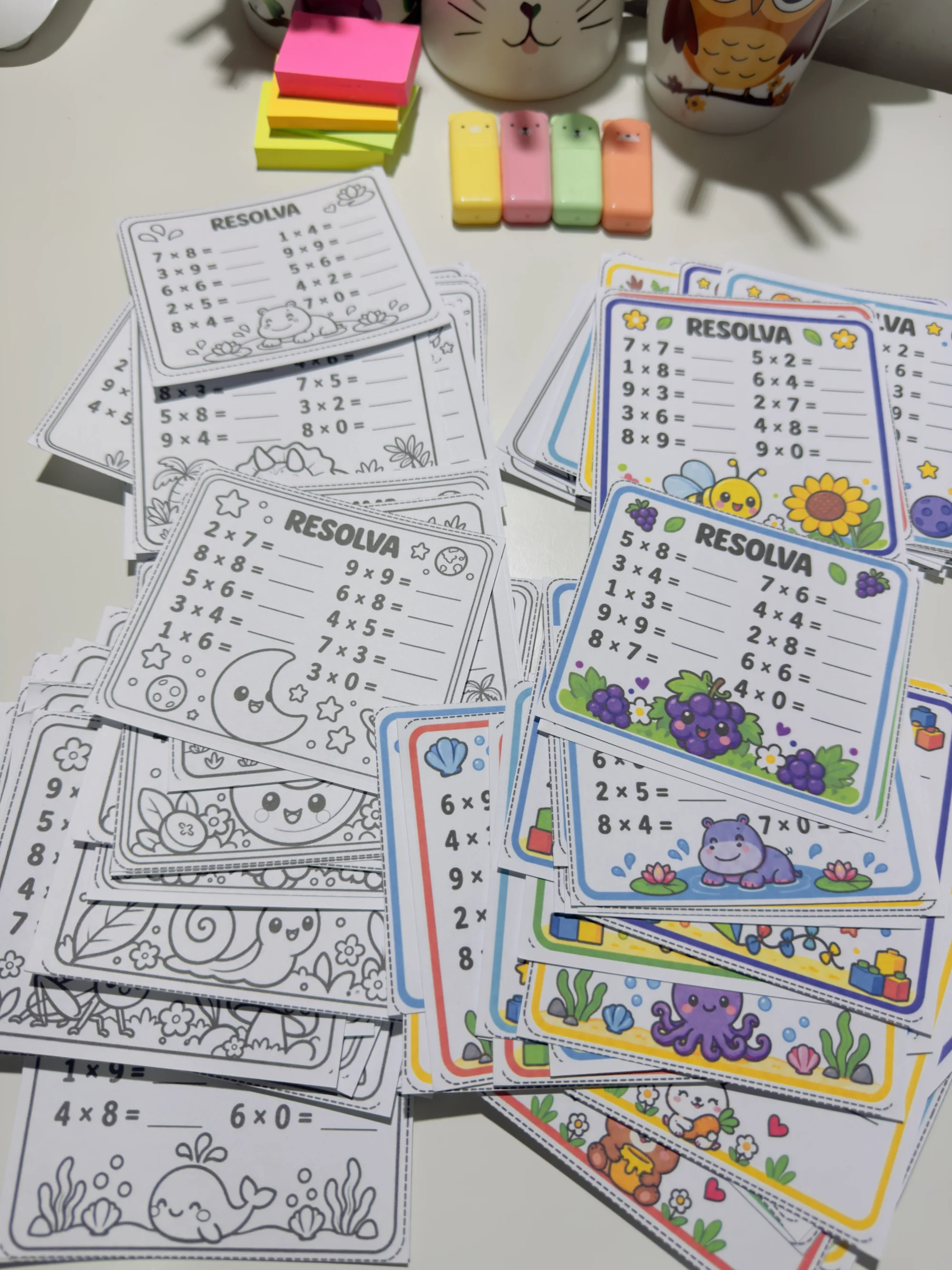 TREINO DA MULTIPLICAÇÃO- TABUADA- ANOS INICIAIS MATEMÁTICA — amostra 1: Com os 60 Cards – Treino da Multiplicação , as…
