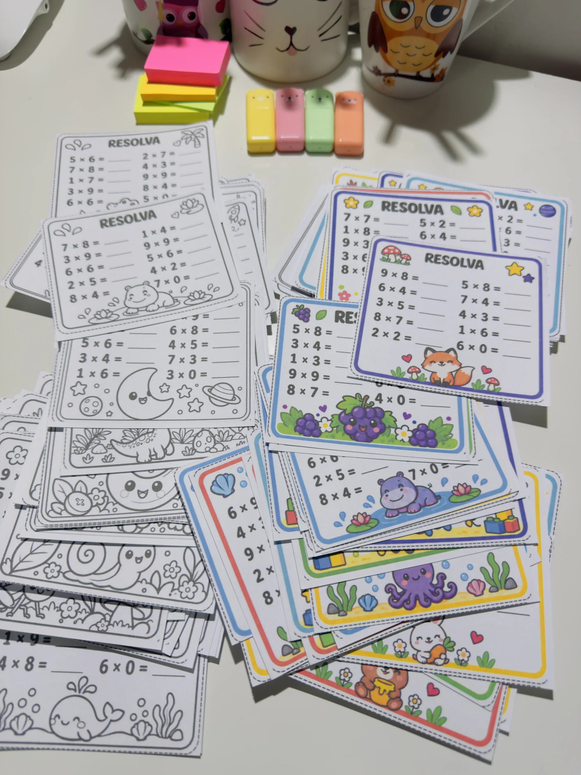 TREINO DA MULTIPLICAÇÃO- TABUADA- ANOS INICIAIS MATEMÁTICA — amostra 3: Com os 60 Cards – Treino da Multiplicação , as…