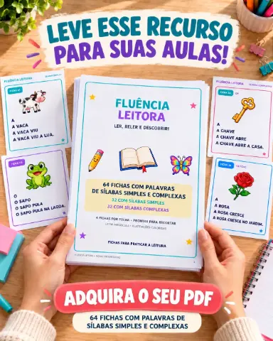 Treino de Fluência Leitora com 64 Fichas — amostra 1: Leitura progressiva com apoio visual Treino de Fluência Leitora com 64 Fichas — amostra 1: Leitura progressiva com apoio visual