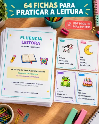 Treino de Fluência Leitora com 64 Fichas — amostra 2: O que está incluído Treino de Fluência Leitora com 64 Fichas — amostra 2: O que está incluído