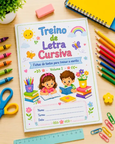 Treino de Letra Cursiva Apostila com Textos para Caligrafia e Escrita — amostra 3: Apostila de treino de letra cursiva com…