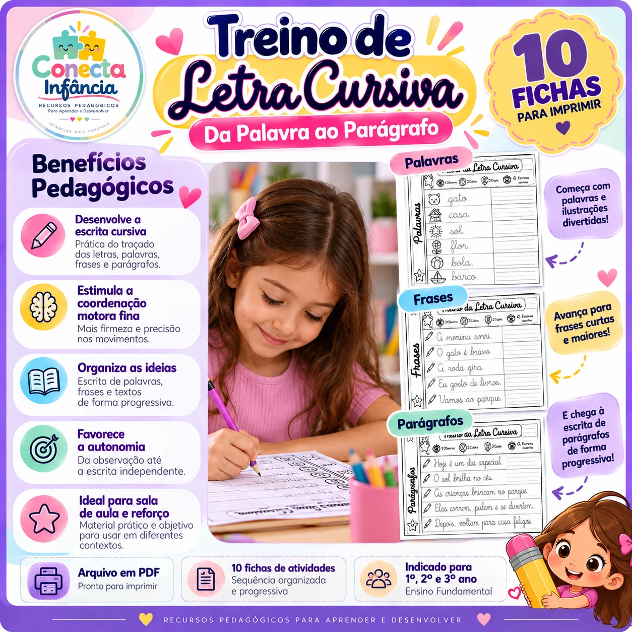 Treino de Letra Cursiva | Da Palavra ao Parágrafo — amostra 4: 🎯 Objetivos pedagógicos
