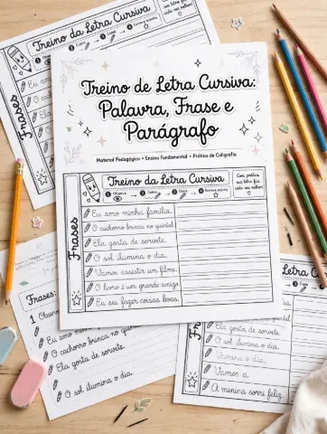 Treino de Letra Cursiva - Palavra, Frase e Parágrafo — capa do material