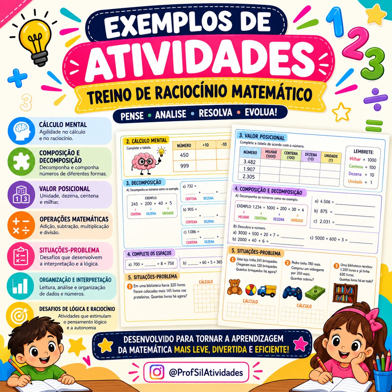 Treino de Raciocínio Matemático Ens. Fundamental — amostra 1: ✨ O material inclui: