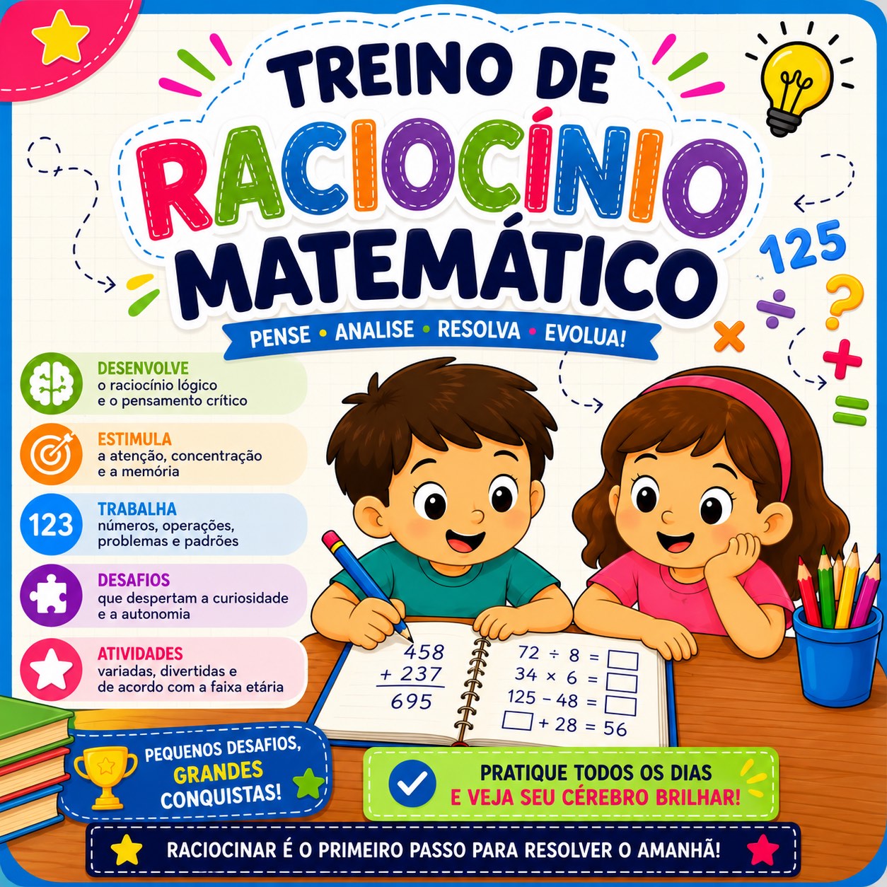 Treino de Raciocínio Matemático Ens. Fundamental — amostra 2: Material elaborado especialmente para estudantes do 3º e 4º…