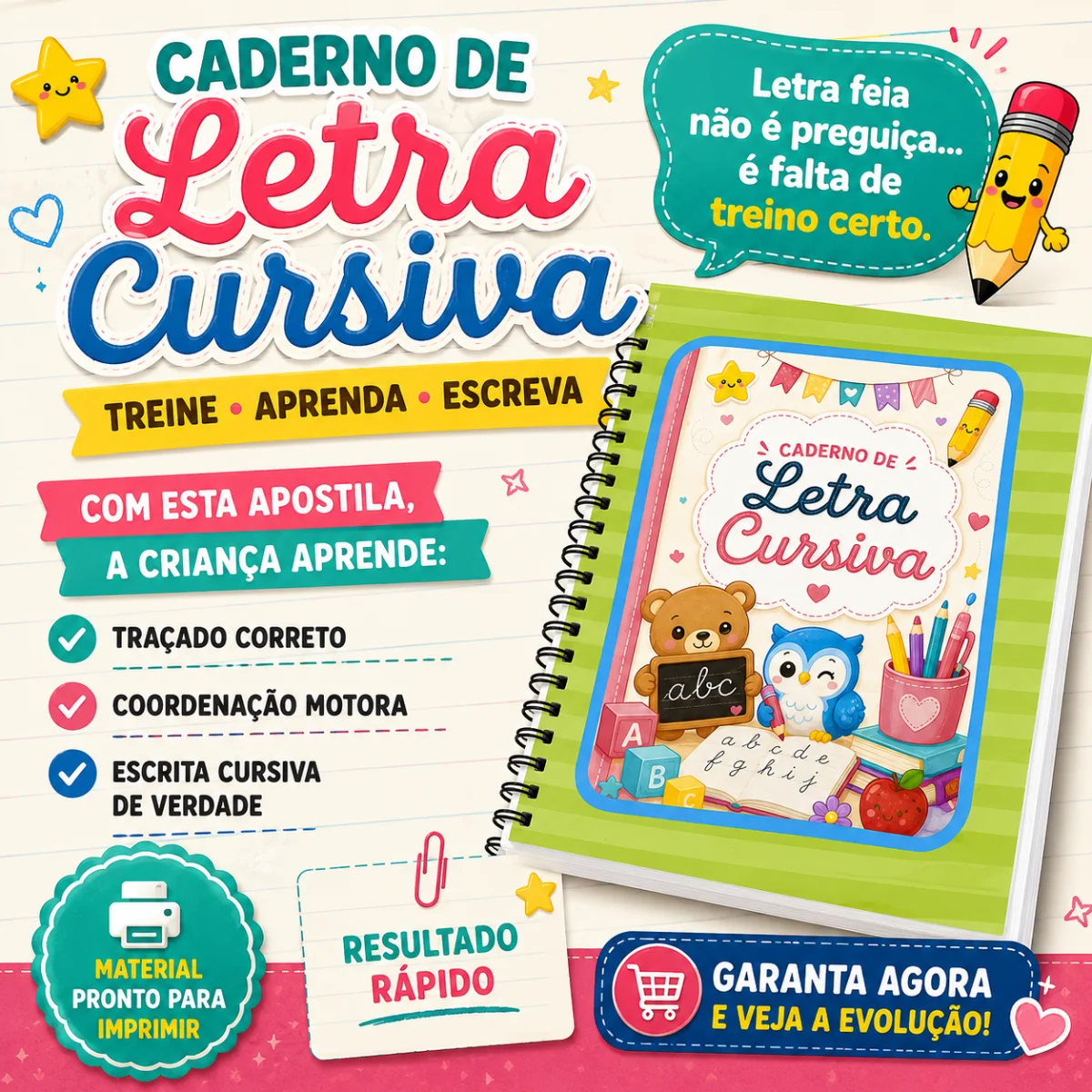TREINO LETRA CURSIVA - ANOS INICIAIS E EDUCAÇÃO INFANTIL — capa do material