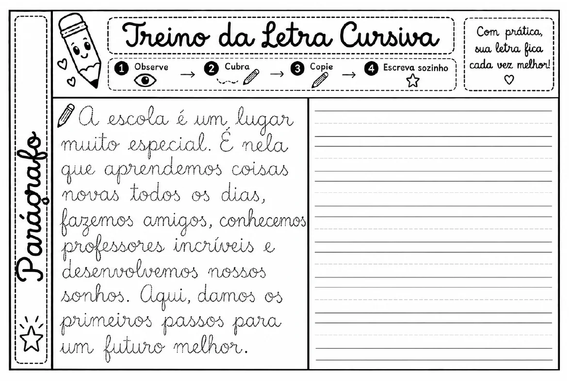 TREINO LETRA CURSIVA - ATIVIDADE ALFABETIZAÇÃO INICIAL — amostra 3: Uma atividade prática para desenvolver a coordenação…