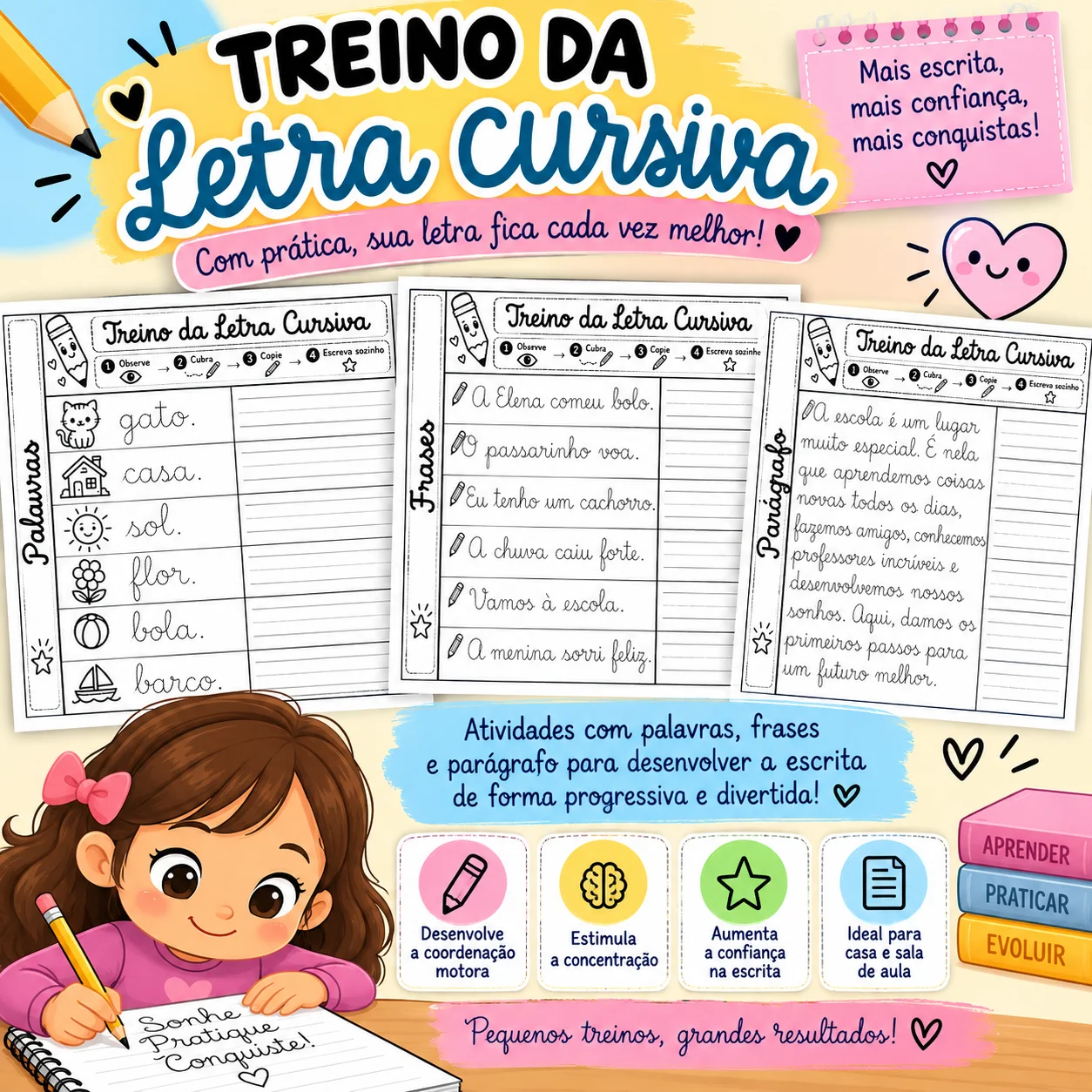 TREINO LETRA CURSIVA - ATIVIDADE ALFABETIZAÇÃO INICIAL — Alfabetização para Educação Infantil: Uma atividade prática para…