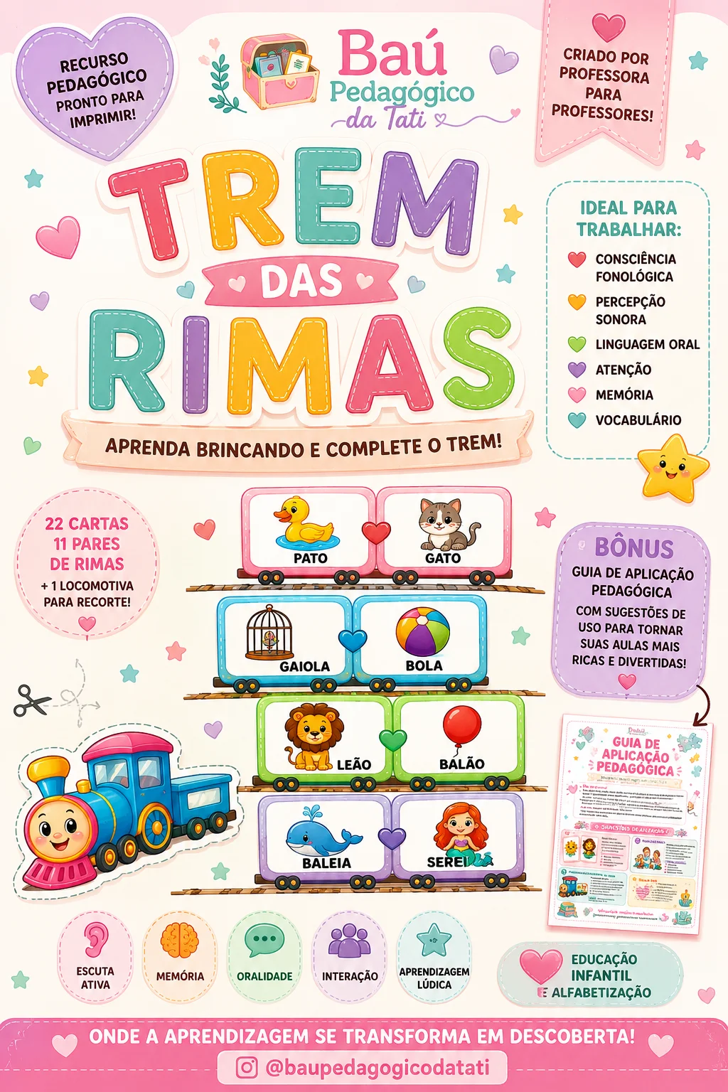 🚂 Trem das Rimas | Consciência Fonológica e Alfabetização — Jogos pedagógicos para Educação Infantil: Um recurso…