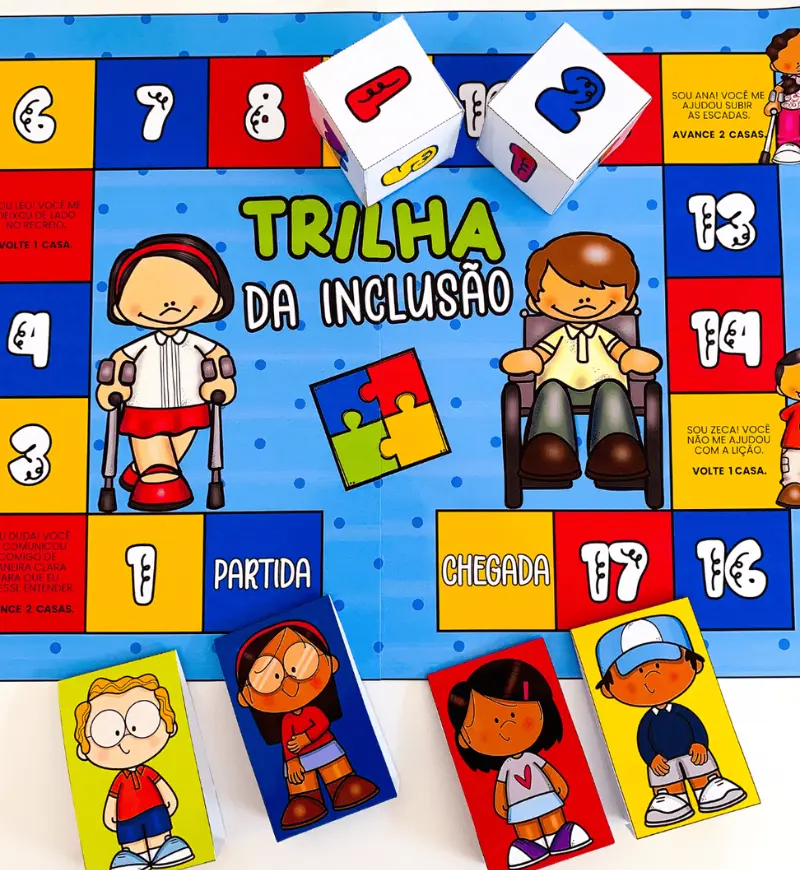 Trilha da Inclusão: jogo em PDF para Educação Infantil — amostra 1: Trilha da Inclusão: aprender sobre convivência brincando