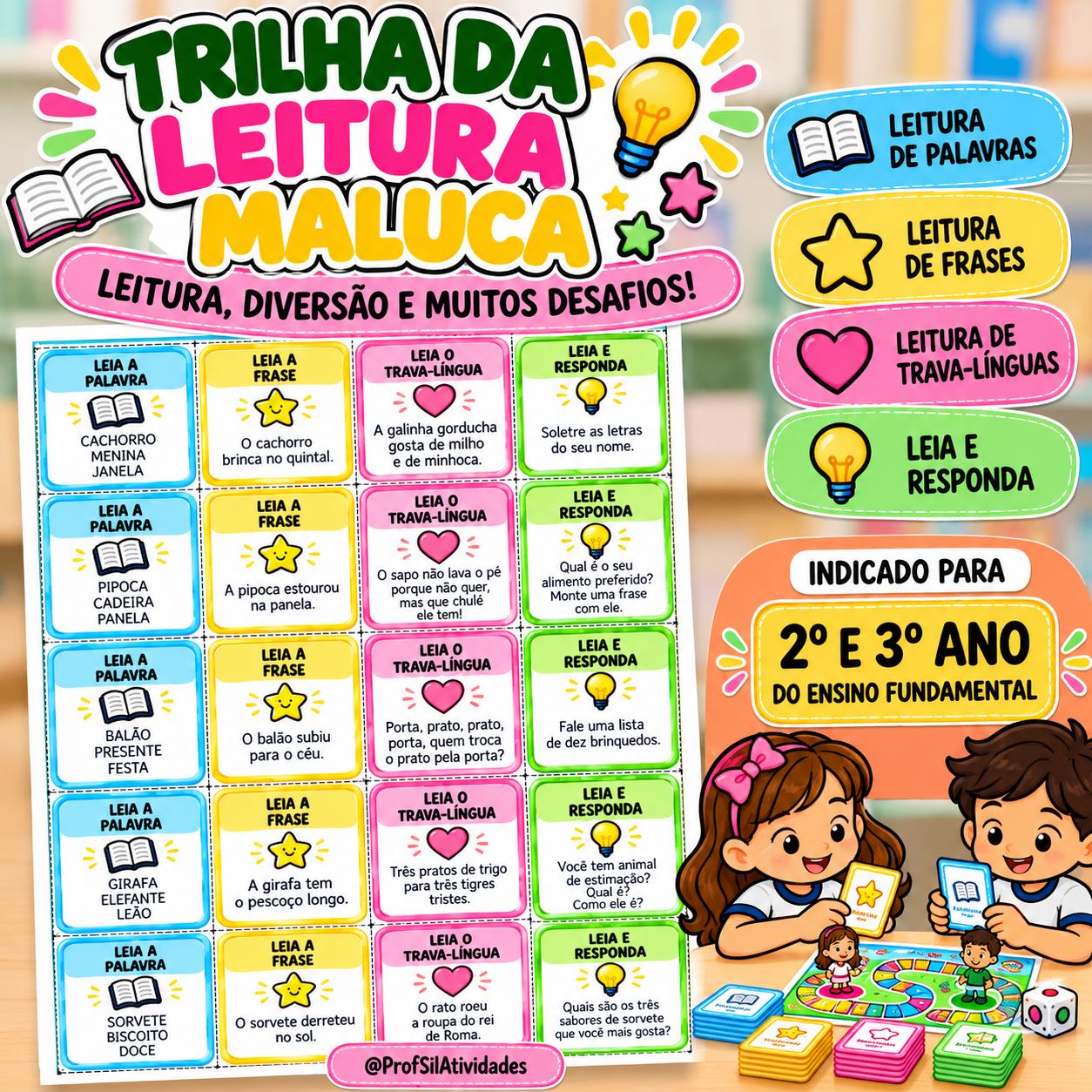 Trilha da Leitura Maluca - Jogo Pedagógico da Alfabetização — amostra 1: Leitura, diversão e muitos desafios em uma única…
