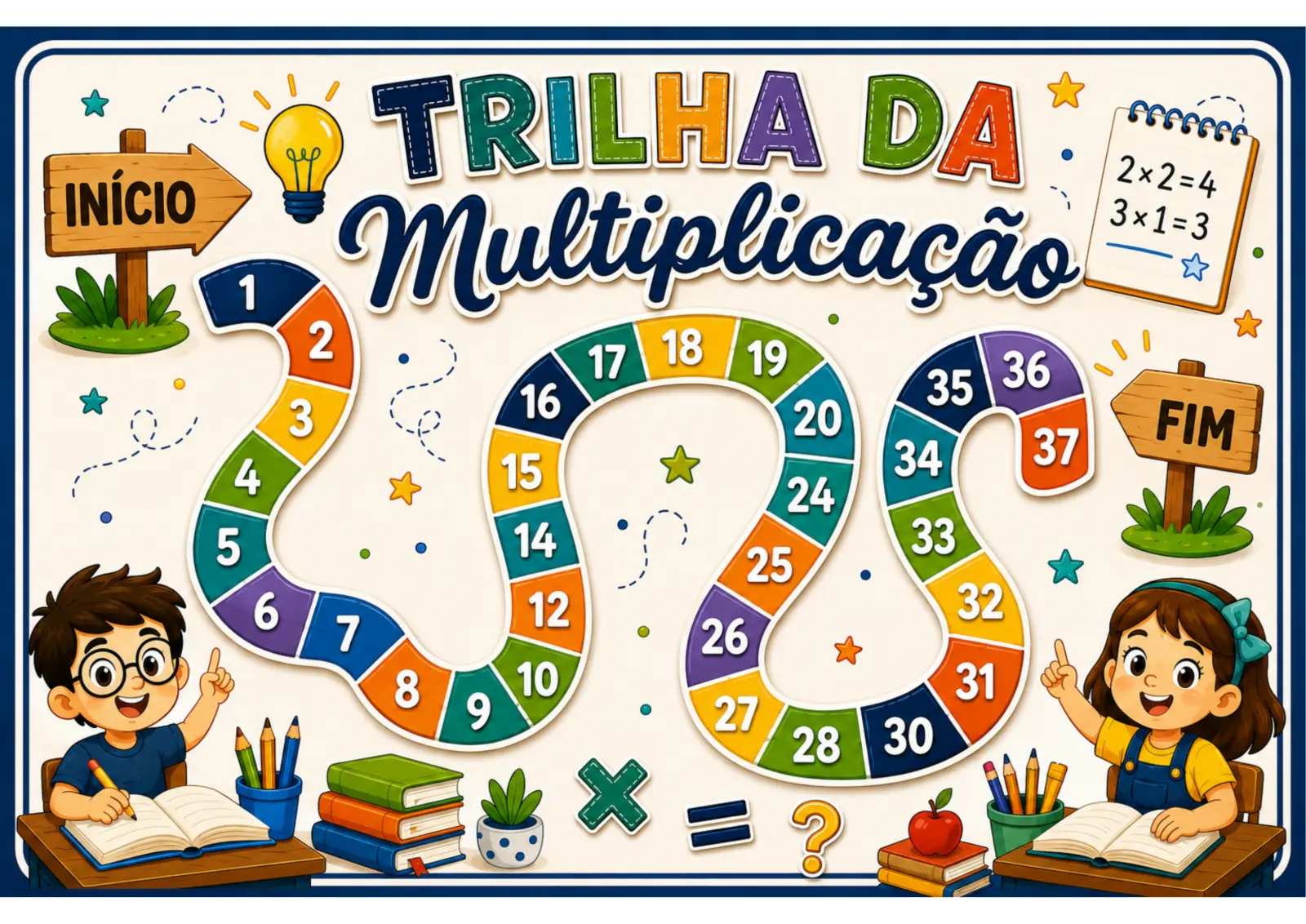 TRILHA DA MULTIPLICAÇÃO- MATERIAL PEDAGÓGICO. — amostra 2: Trilha da Multiplicação – Material Pedagógico