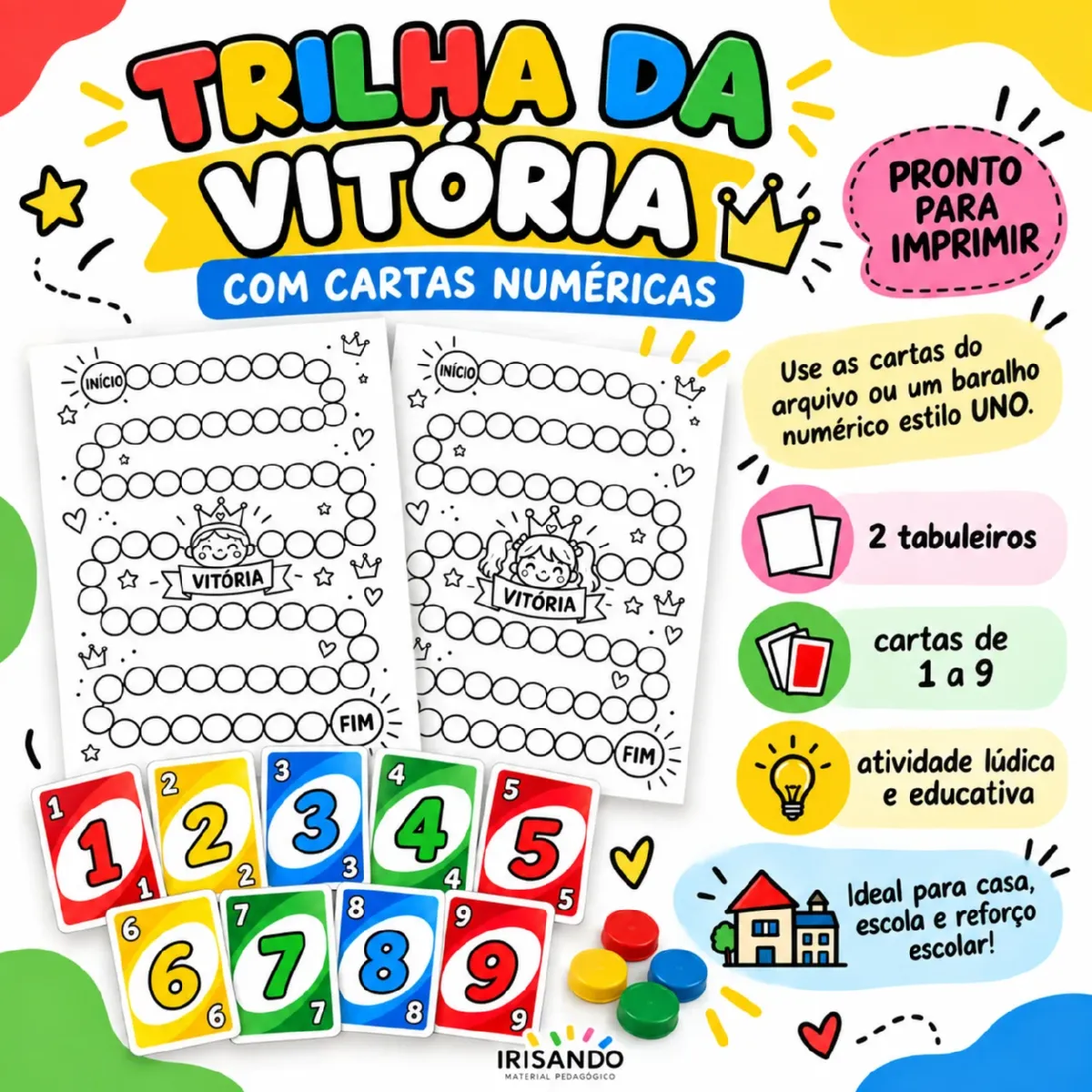 Trilha da Vitória – Jogo com Cartas Numéricas — Alfabetização para Educação Infantil: A Trilha da Vitória é um jogo…
