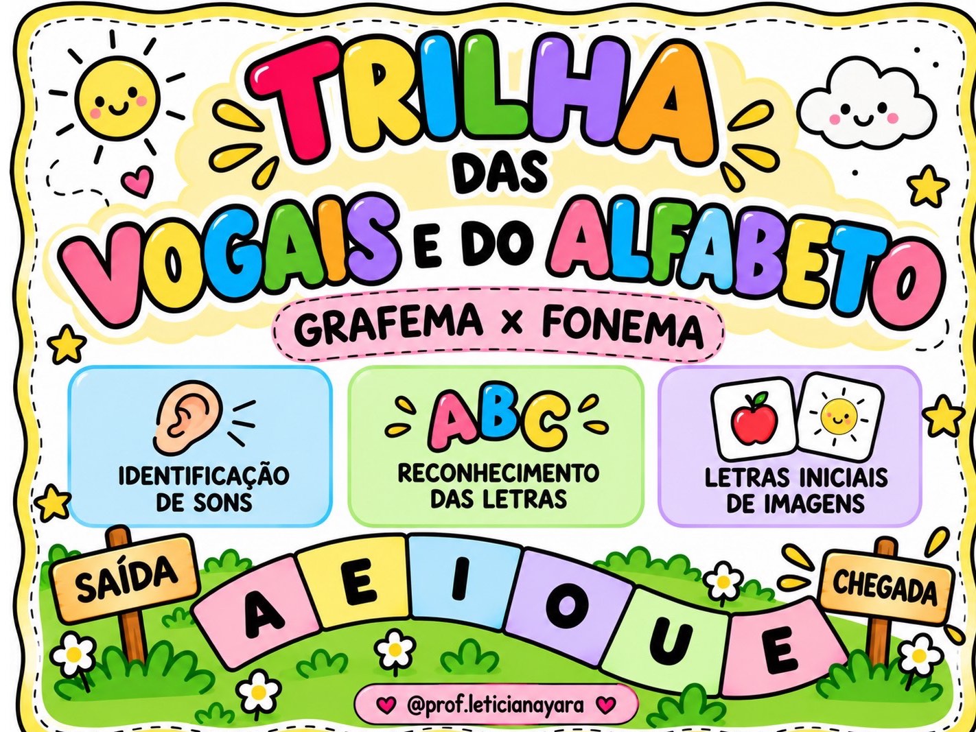 Trilha das Vogais e do Alfabeto: Aprendendo Grafemas e Fonemas — capa do material