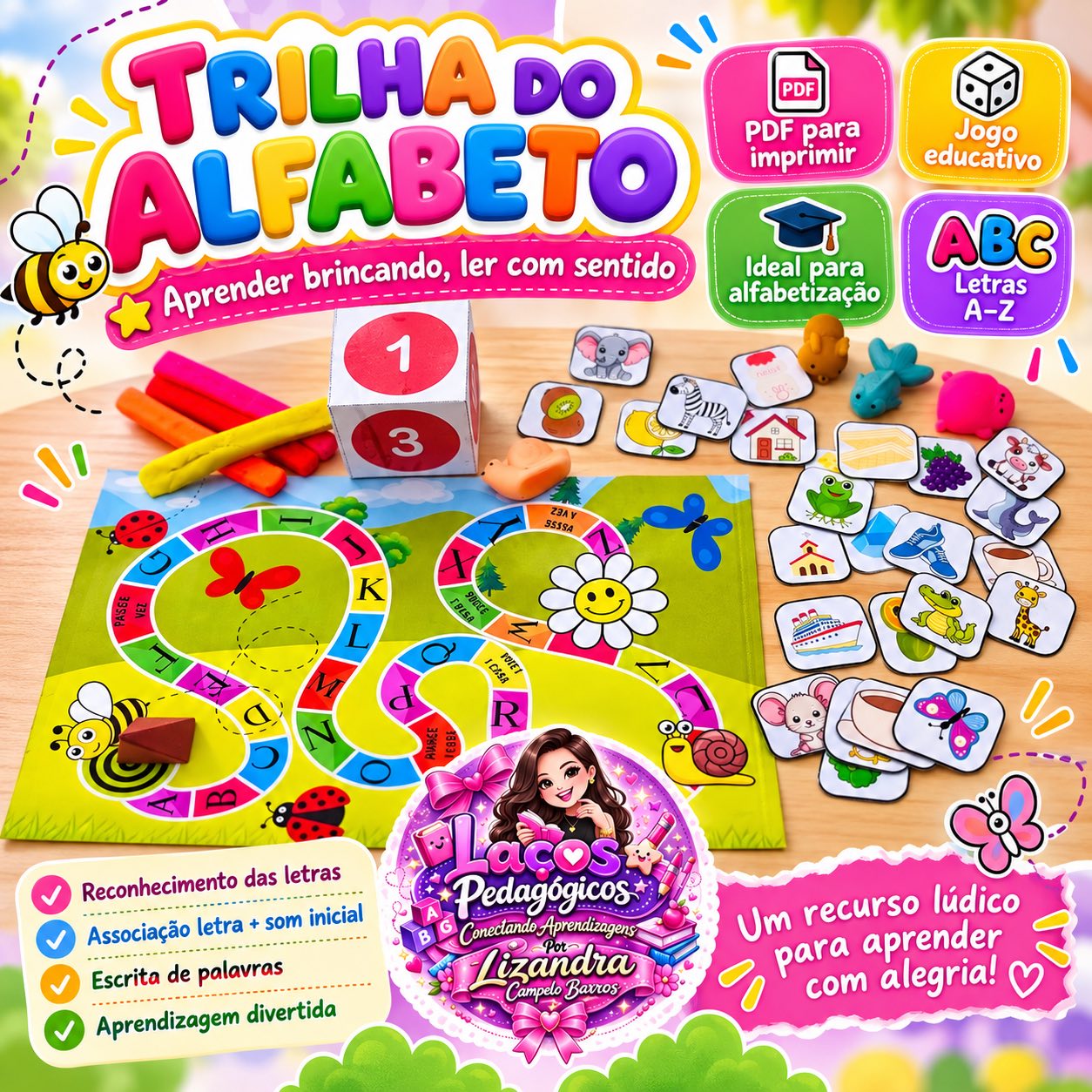 Trilha do Alfabeto – Jogo de Alfabetização com Letras — Alfabetização para Educação Infantil: Jogo pedagógico para…