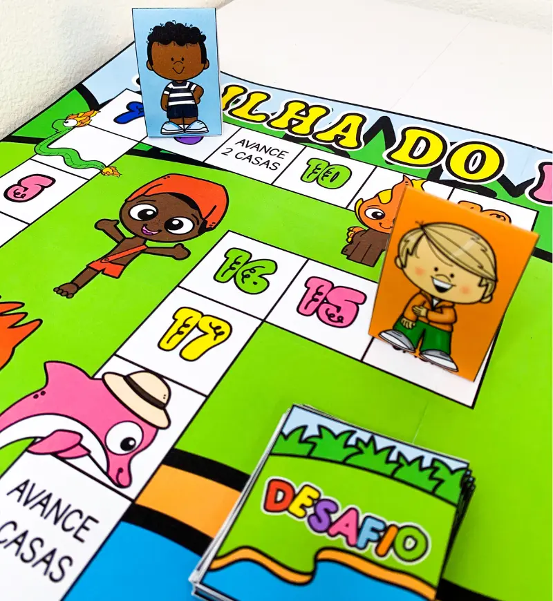 Trilha do Folclore: jogo pedagógico em PDF para imprimir — amostra 2: O que vem no material