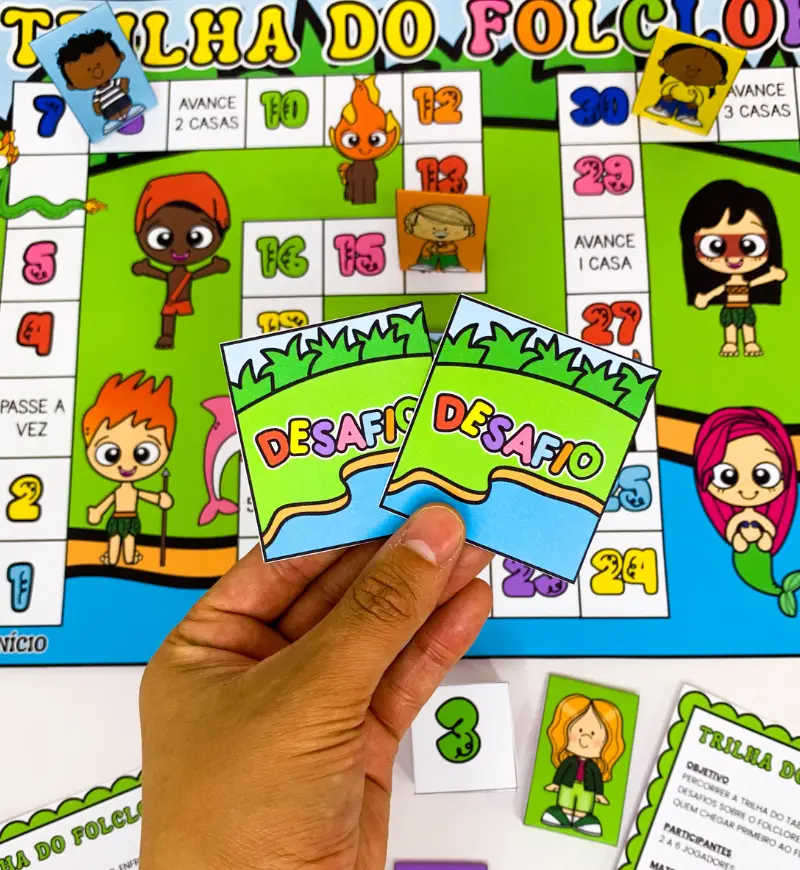 Trilha do Folclore: jogo pedagógico em PDF para imprimir — amostra 3: Como usar em sala de aula