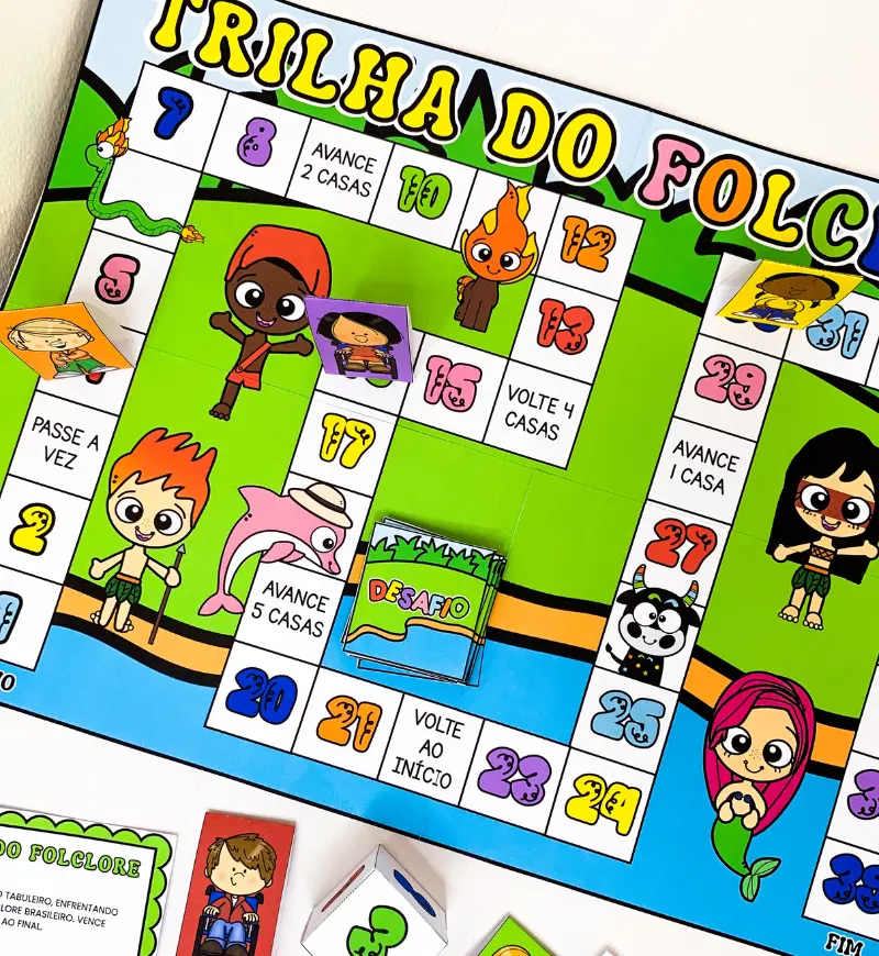 Trilha do Folclore: jogo pedagógico em PDF para imprimir — capa do material