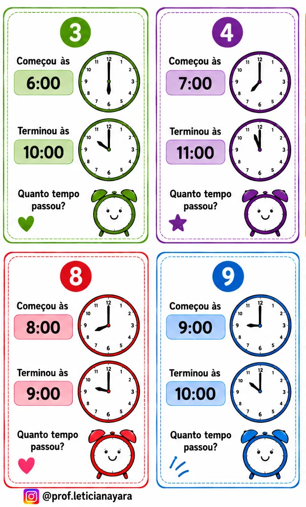 Trilha do intervalo de tempo - 1° ao 5° ano — amostra 1: 🕐 Trilha do Intervalo de Tempo