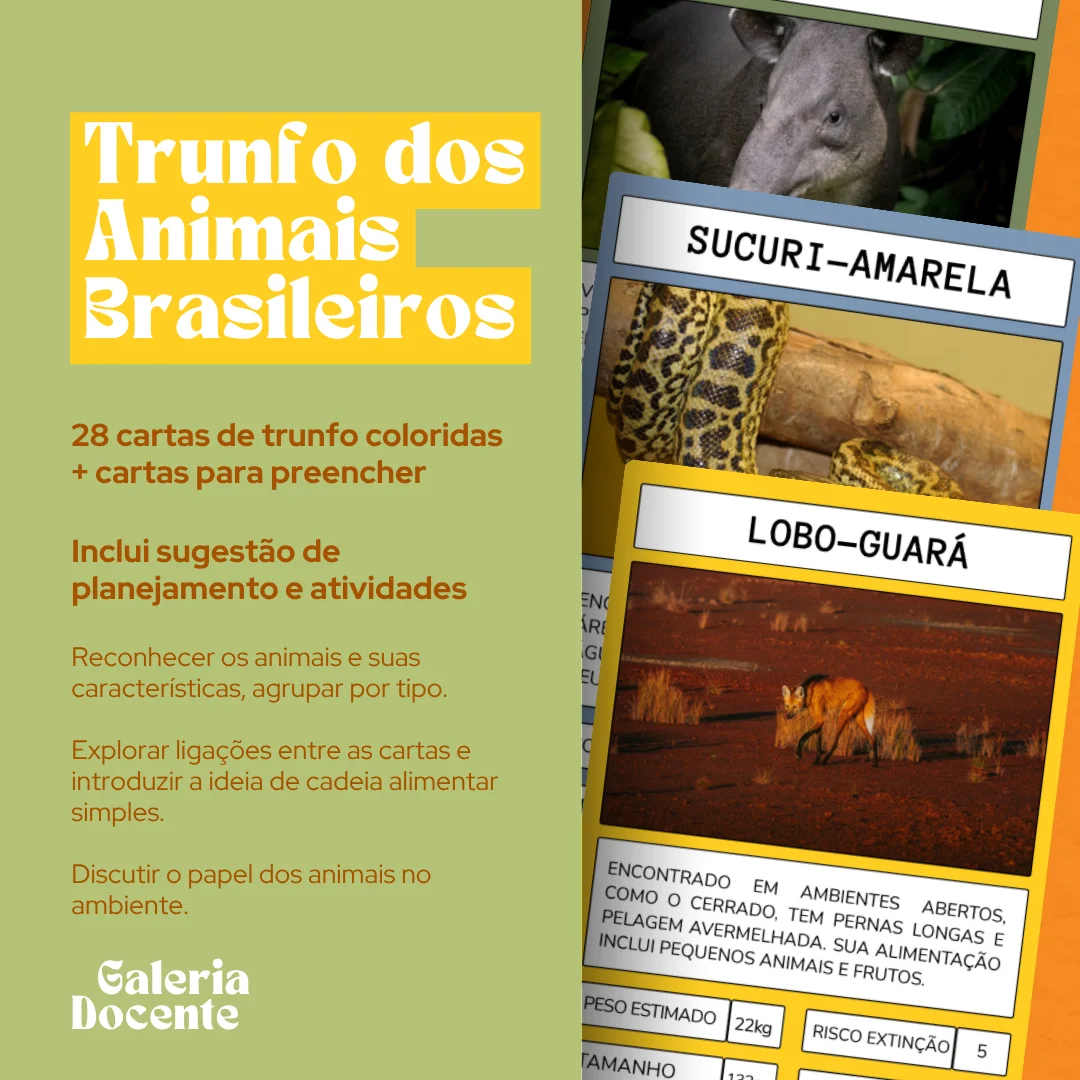 Trunfo dos Animais Brasileiros | Jogo de cartas — capa do material