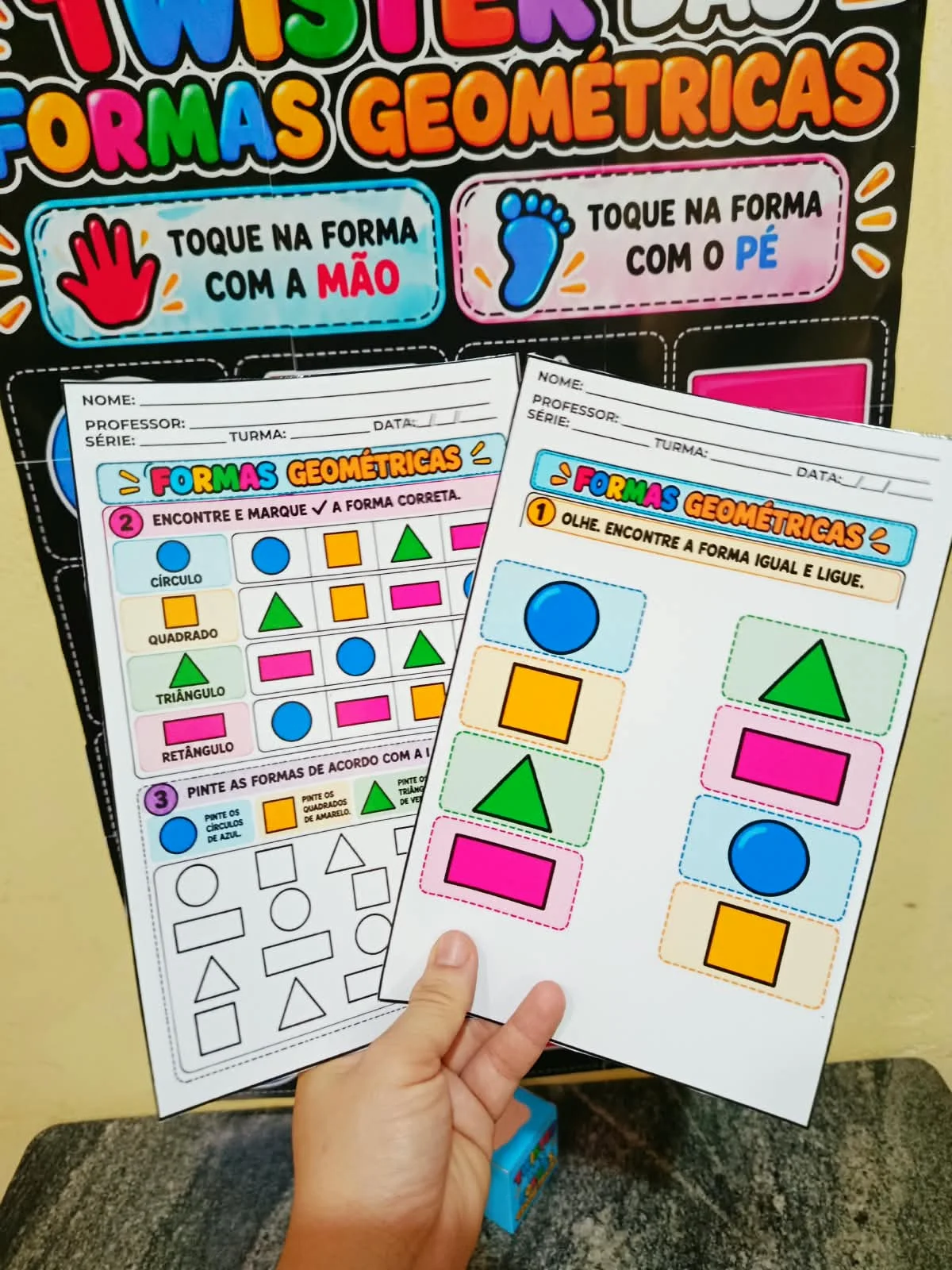 TWISTER DAS FORMAS GEOMÉTRICAS – JOGO PEDAGÓGICO ADAPTADO — amostra 2: Jogo lúdico e interativo, adaptado para crianças da…