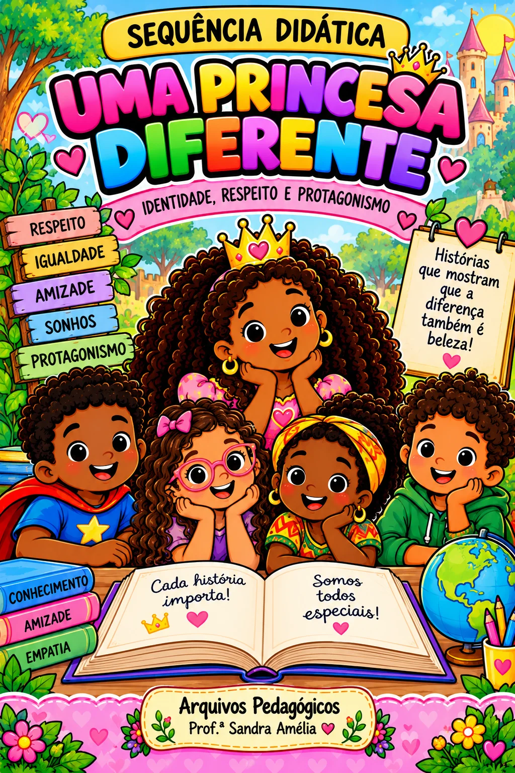 👑✨ UMA PRINCESA DIFERENTE – SEQUÊNCIA DIDÁTICA ✨👑 — amostra 1: 🌈 IDENTIDADE, RESPEITO, DIVERSIDADE E PROTAGONISMO