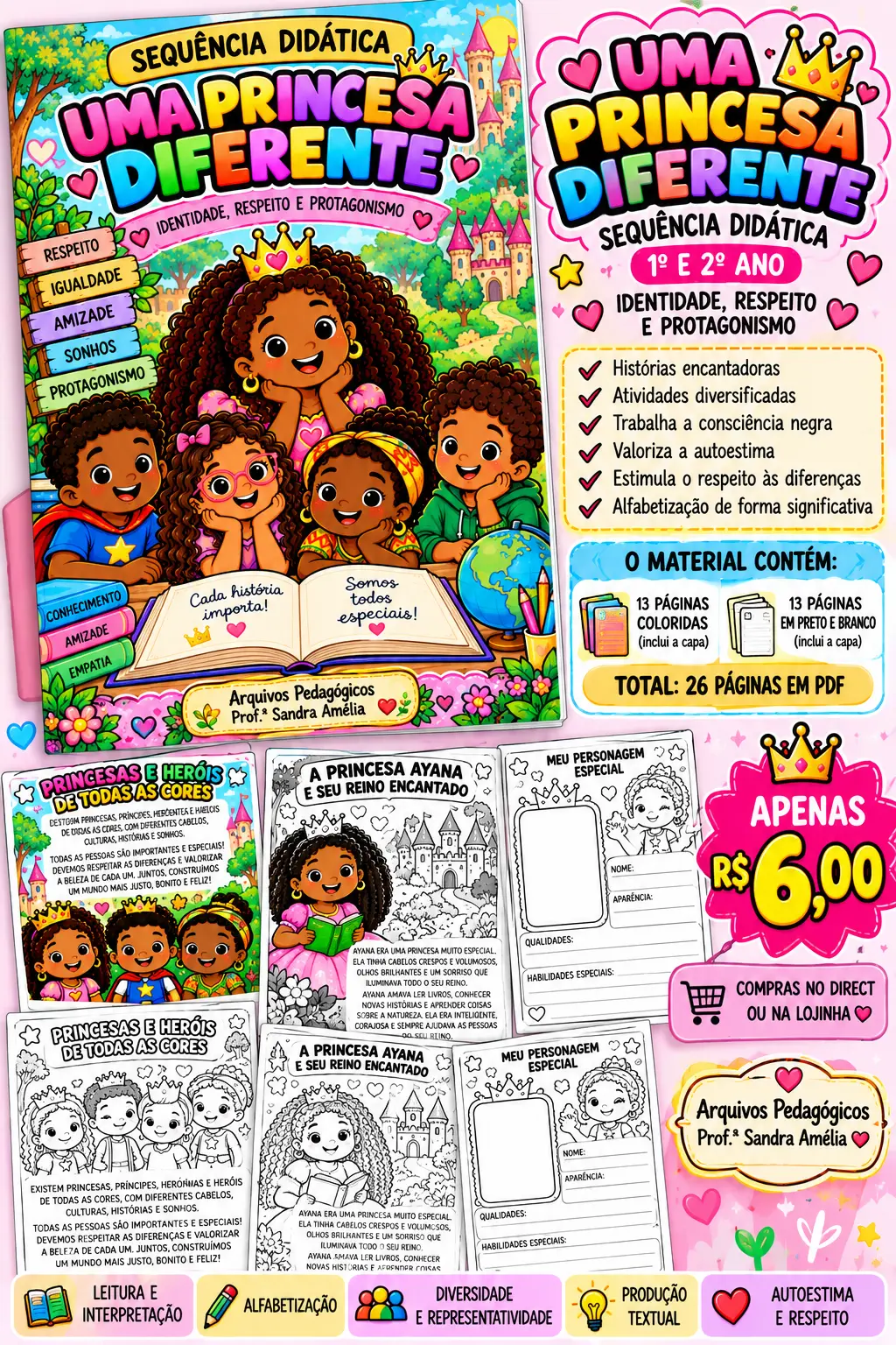 👑✨ UMA PRINCESA DIFERENTE – SEQUÊNCIA DIDÁTICA ✨👑 — capa do material