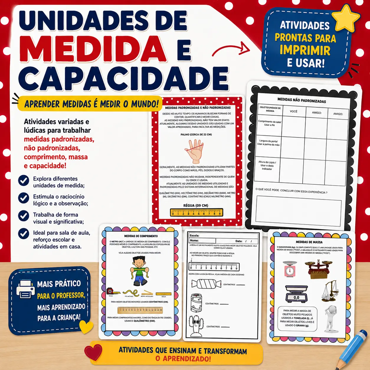 UNIDADES DE MASSAS, MEDIDAS DE COMPRIMENTO E CAPACIDADES — Alfabetização para Educação Infantil: 🎯 Desenvolva as…