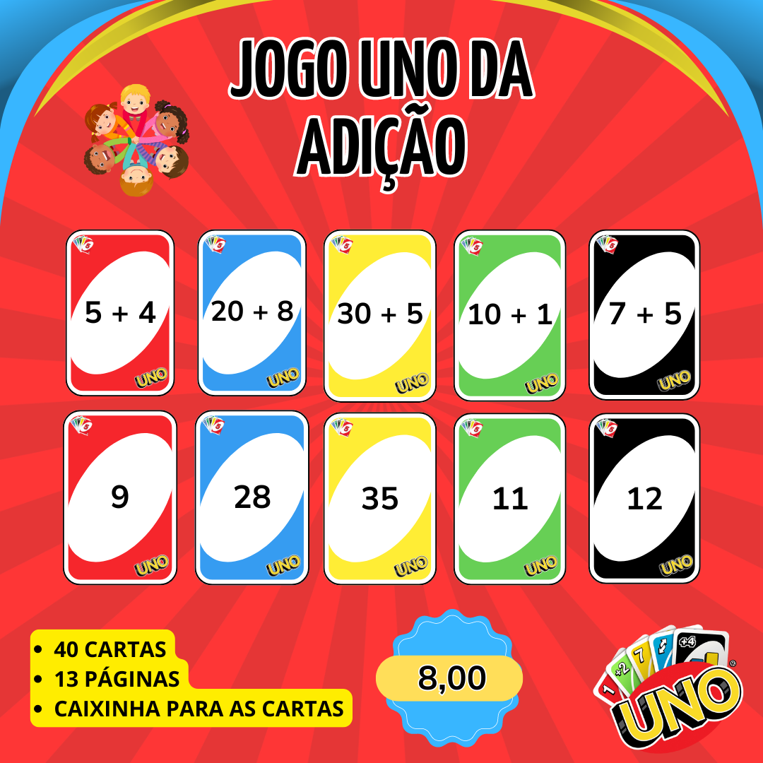 Uno da adição – PDF para Imprimir | Alfabetização — Alfabetização para Todas as séries: Uno Matemático, um jogo lúdico e…