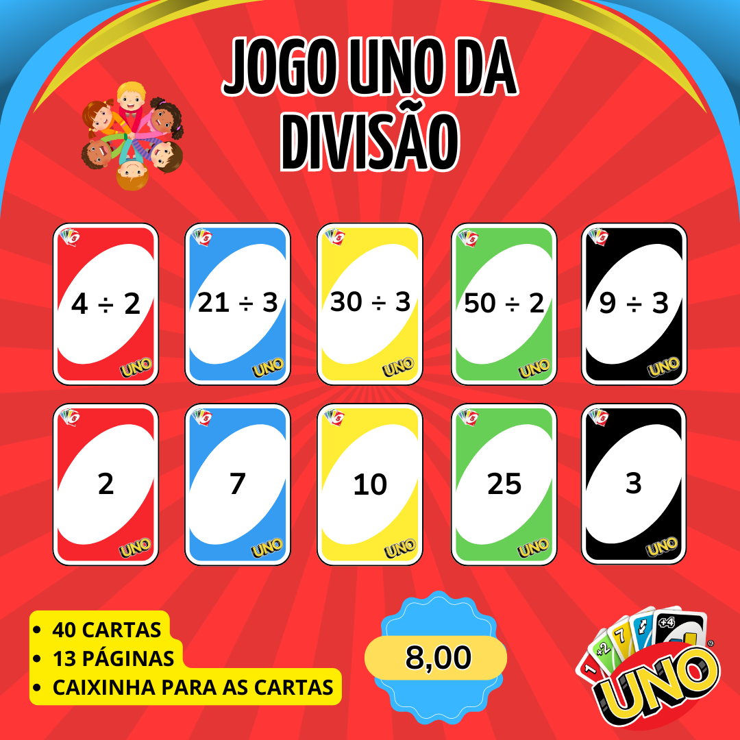Uno da divisão – PDF para Imprimir | Alfabetização — Alfabetização para Todas as séries: Uno Matemático, um jogo lúdico e…