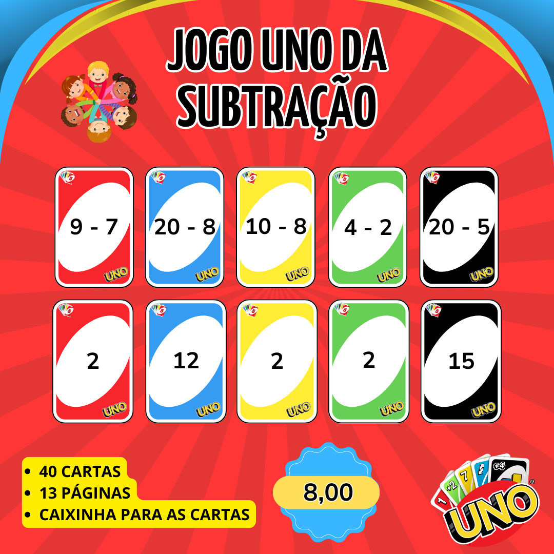 Uno da subtração – PDF para Imprimir | Alfabetização — capa do material