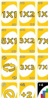 UNO matemático para imprimir – Números, multiplicação e divisão. — amostra 2: O que vem no material