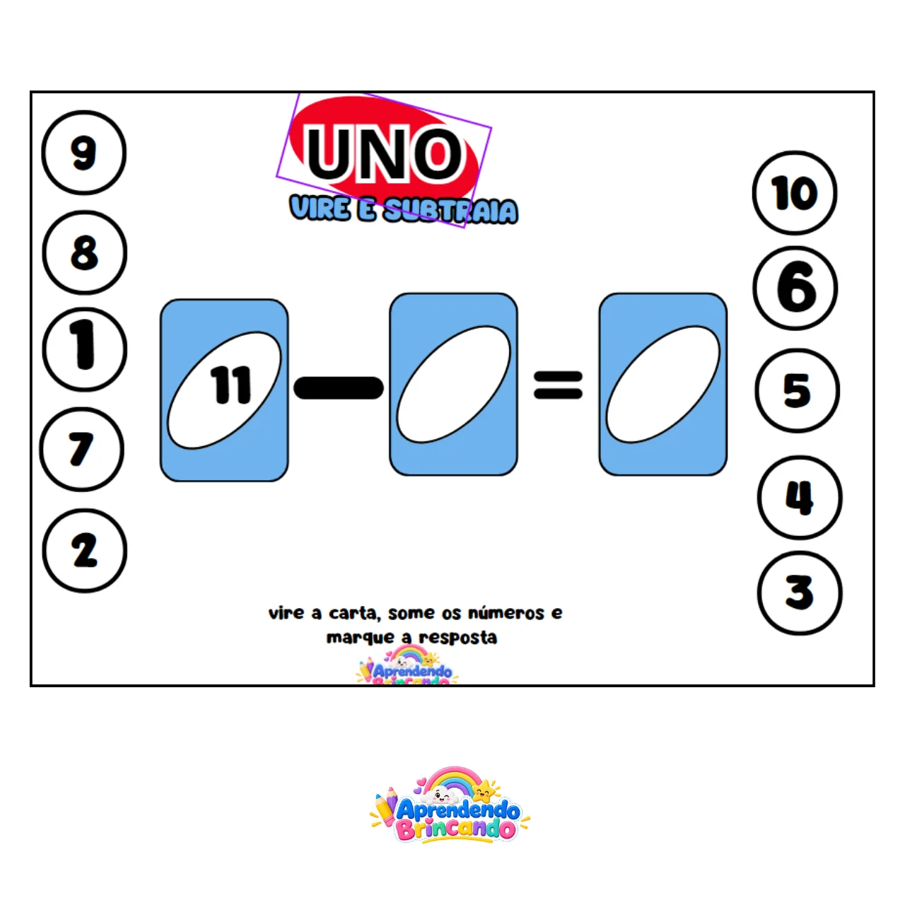 UNO Vire e Subtraia – Jogo Pedagógico de Subtração para Imprimir — amostra 2: O QUE A CRIANÇA PODE DESENVOLVER?