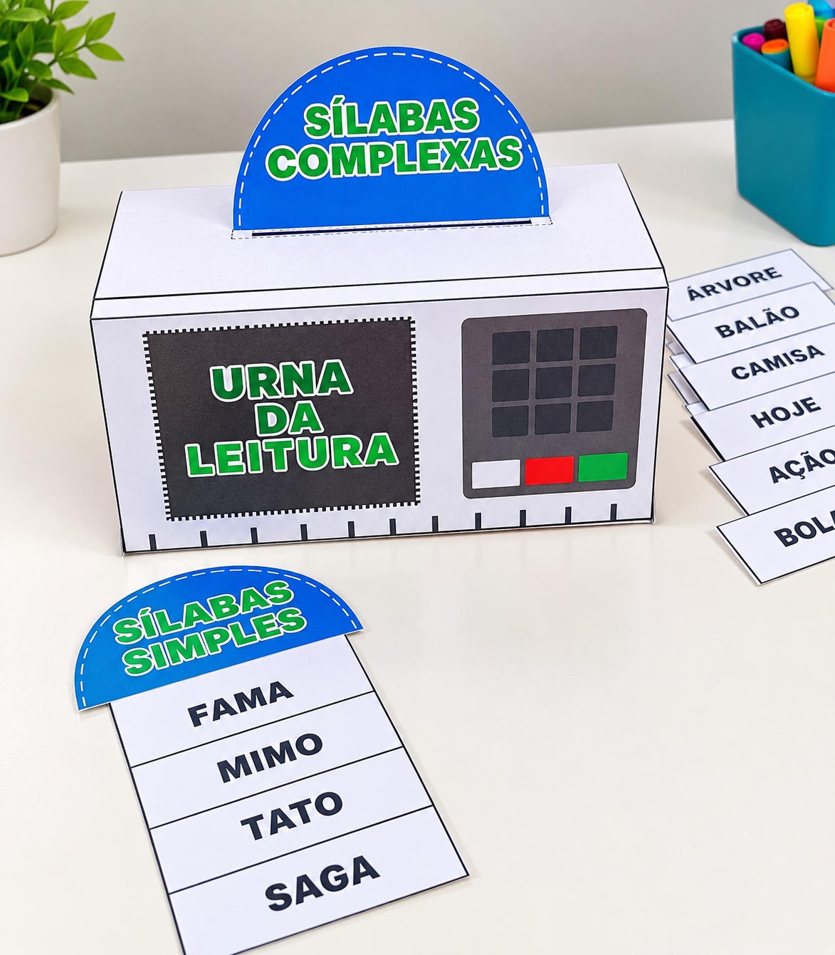 Urna da leitura – PDF para Imprimir — Atividades para Todas as séries: URNA DA LEITURA TOTAL DE 224 PALAVRAS COM SÍLABAS…