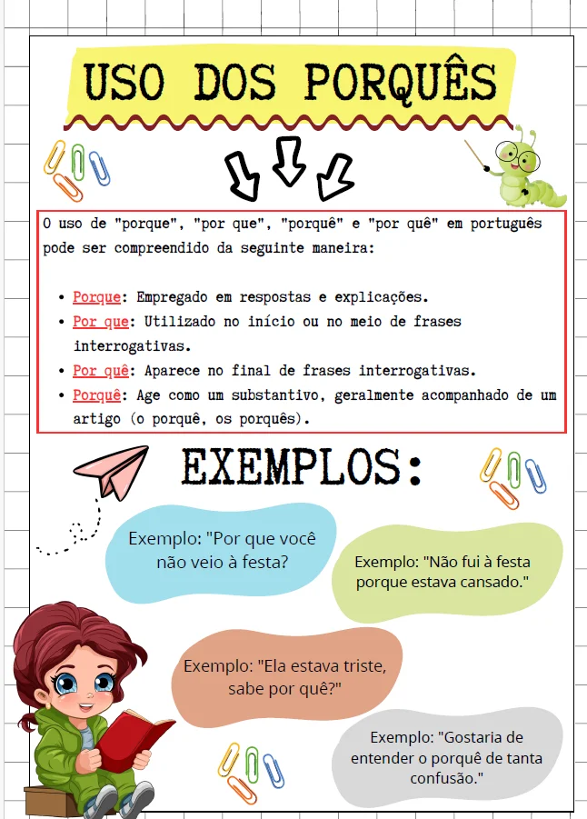 USO DOS PORQUÊS – APRENDA DE FORMA SIMPLES, VISUAL E PRÁTICA! ✏️💡 — amostra 1: Por que, porque, por quê ou porquê
