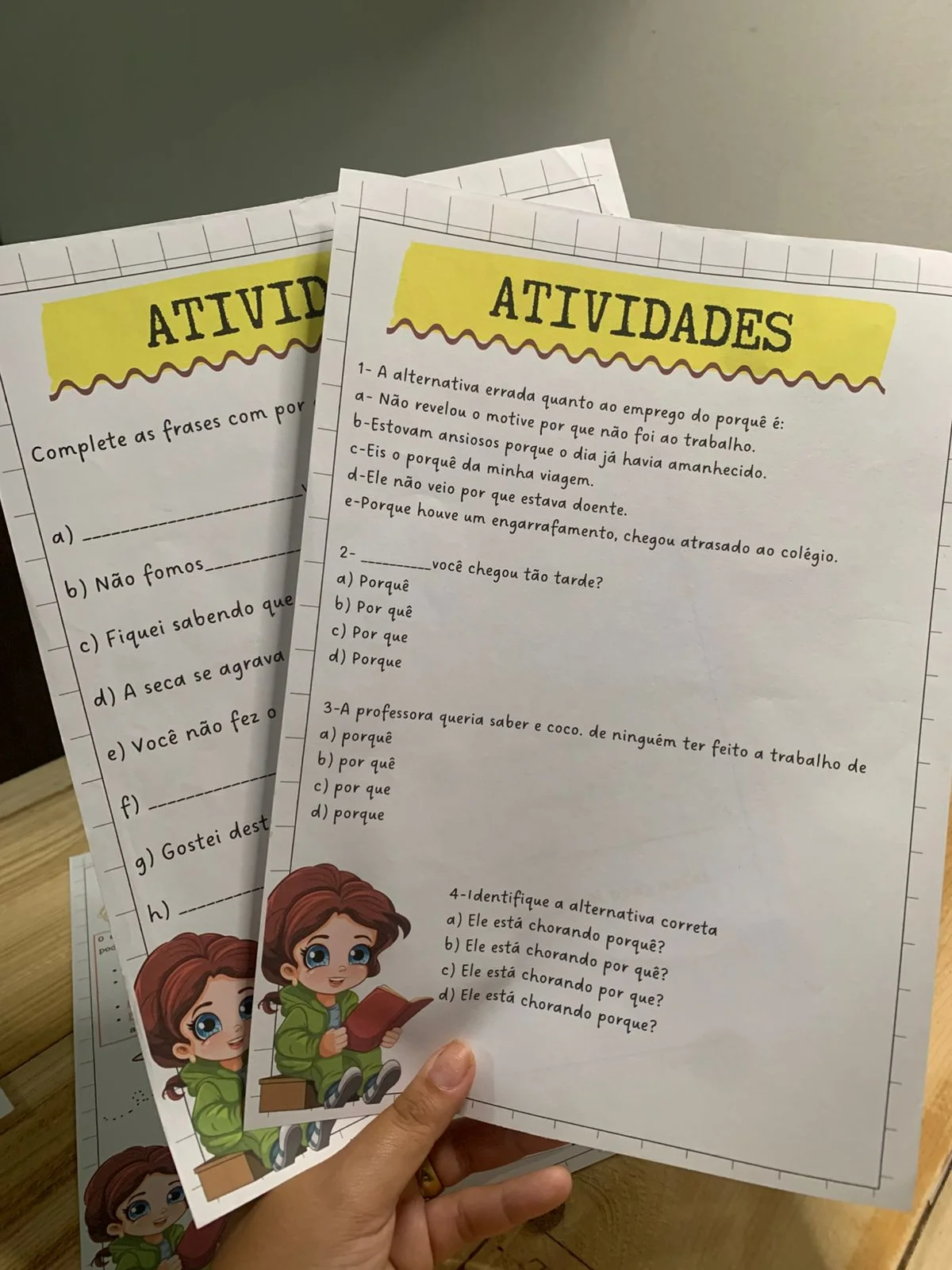 Uso dos porquês – Atividades para Imprimir — amostra 1: O que vem no material