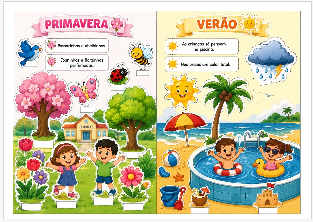 VAI E VEM DAS ESTAÇÕES - ATIVIDADE LUDICA ANOS INICIAIS E INFANTIL — amostra 2: Com o material “Vai e Vem das Estações” ,…