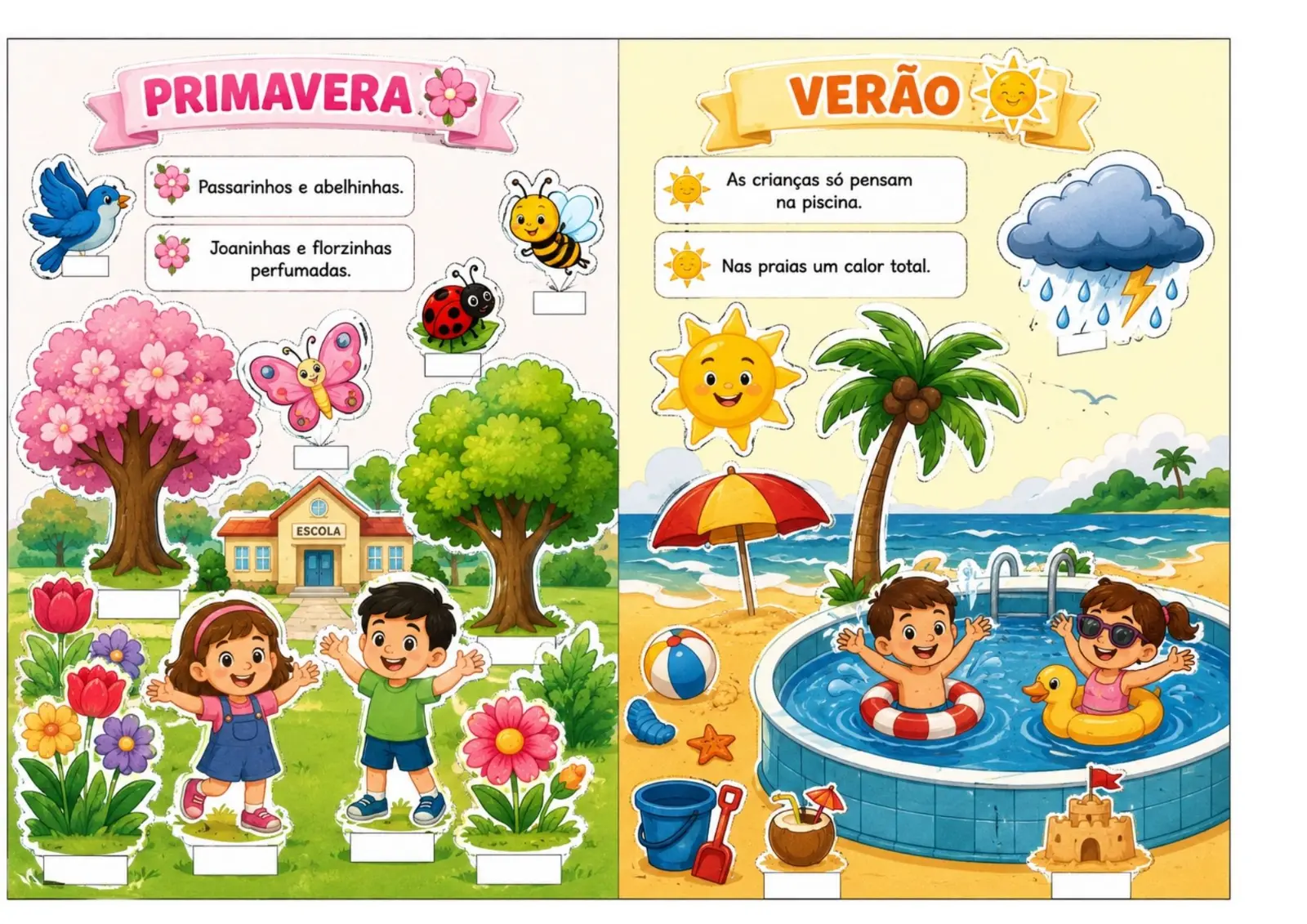 Vai e vem das estações ler, interpretar e criar! — amostra 1: São 2 atividades prontas para imprimir para trabalhar as…