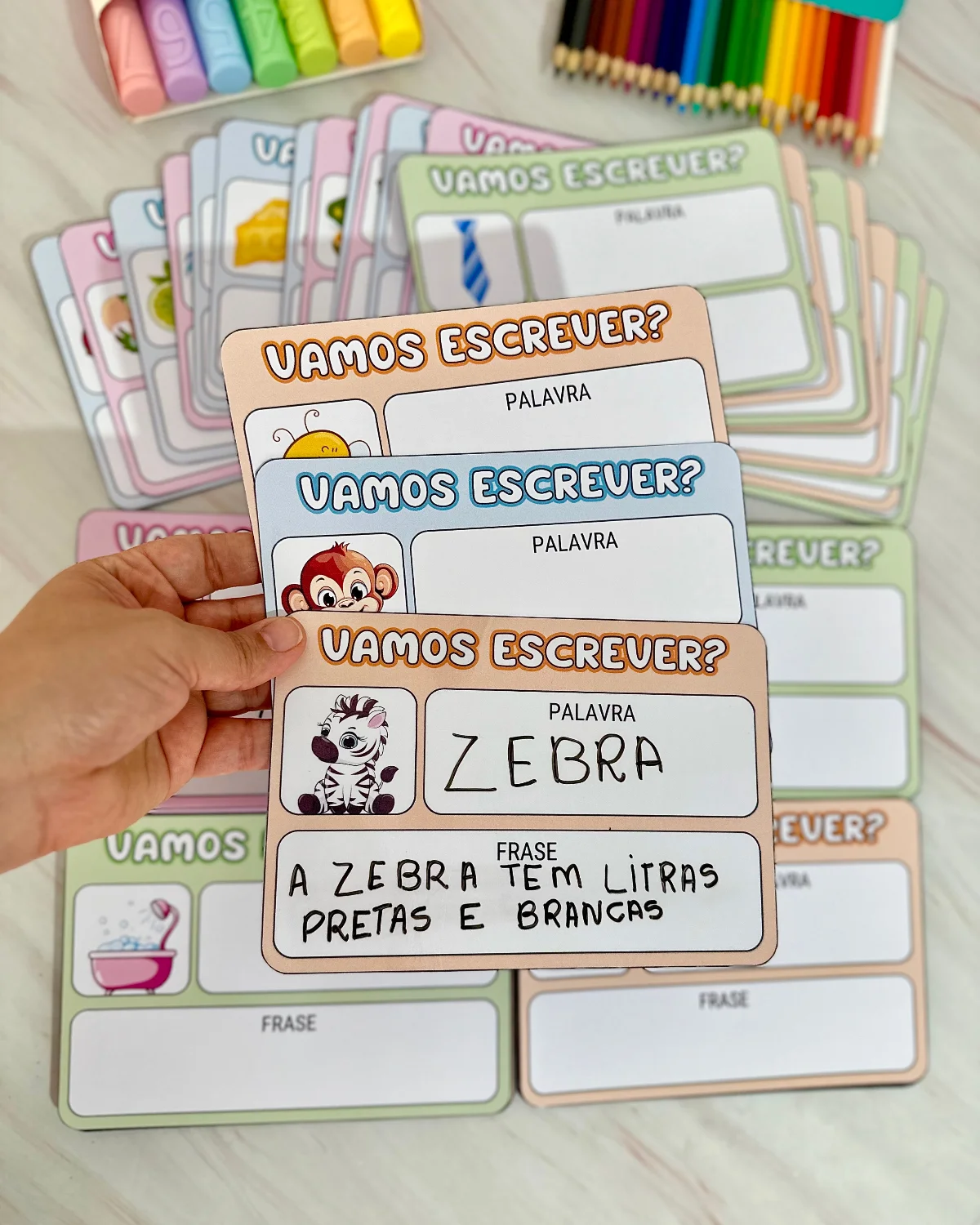 Vamos Escrever – 84 Fichas de Leitura e Escrita com Imagens (Educação Especial) — capa do material